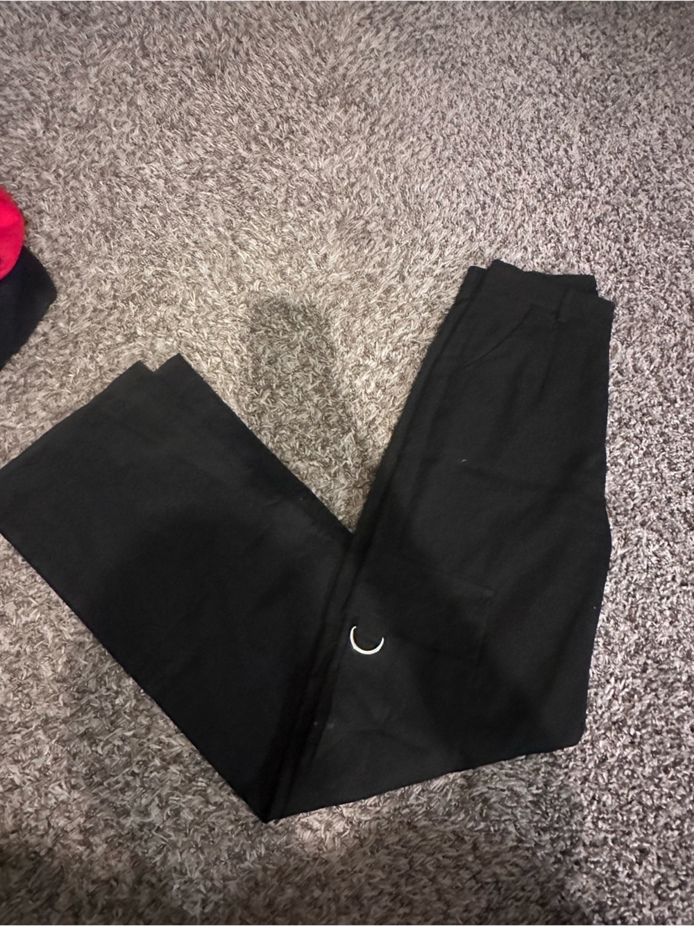 PrettyLittleThing Black Wide Leg Trousers with D-Ring Detail